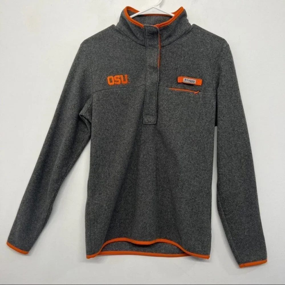 Columbia PFG Women's Half Snap Fleece Pullover Long Sleeve OSU Gray Size Small